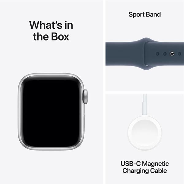 Apple Watch SE GPS 40mm strieborná , hliníkové puzdro so športovým remienkom burková modrá - S/M Apple Watch SE GPS 40mm strieborná , hliníkové puzdro so športovým remienkom burková modrá - S/M