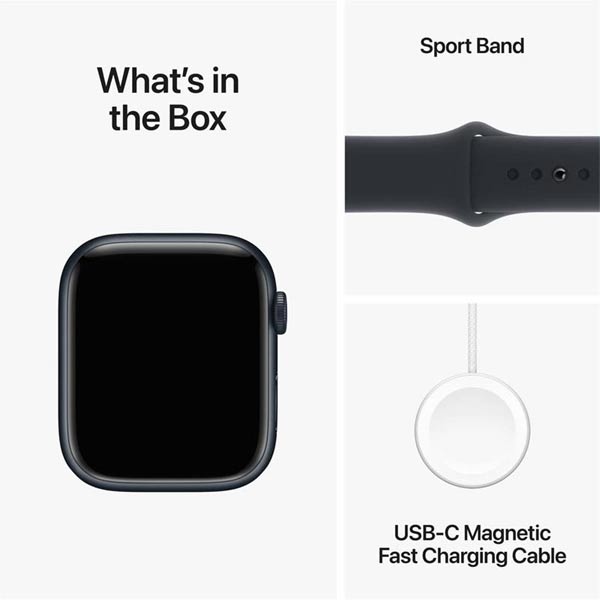 Apple Watch Series 9 GPS 41mm polnočná , hliníkové puzdro so športovým remienkom polnočná - M/L