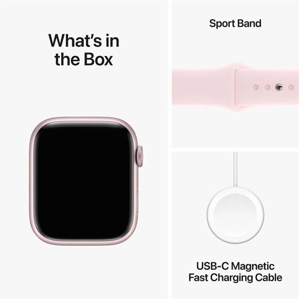 Apple Watch Series 9 GPS 41mm ružová , hliníkové puzdro so športovým remienkom svetlá ružová - S/M