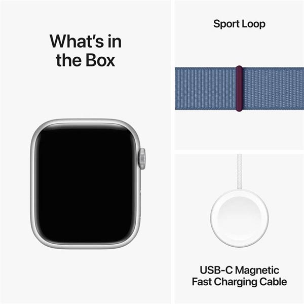 Apple Watch Series 9 GPS 41mm strieborná , hliníkové puzdro so športovým remienkom ľadová modrá Apple Watch Series 9 GPS 41mm strieborná , hliníkové puzdro so športovým remienkom ľadová modrá