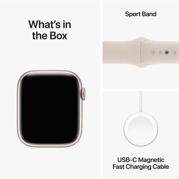 Apple Watch Series 9 GPS 41mm hviezdna biela , hliníkové puzdro so športovým remienkom hviezdna biela - M/L