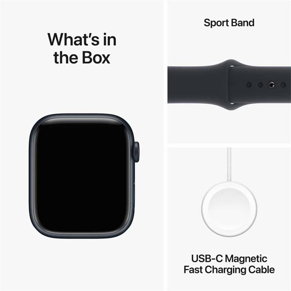 Apple Watch Series 9 GPS 45mm polnočná , hliníkové puzdro so športovým remienkom polnočná - M/L