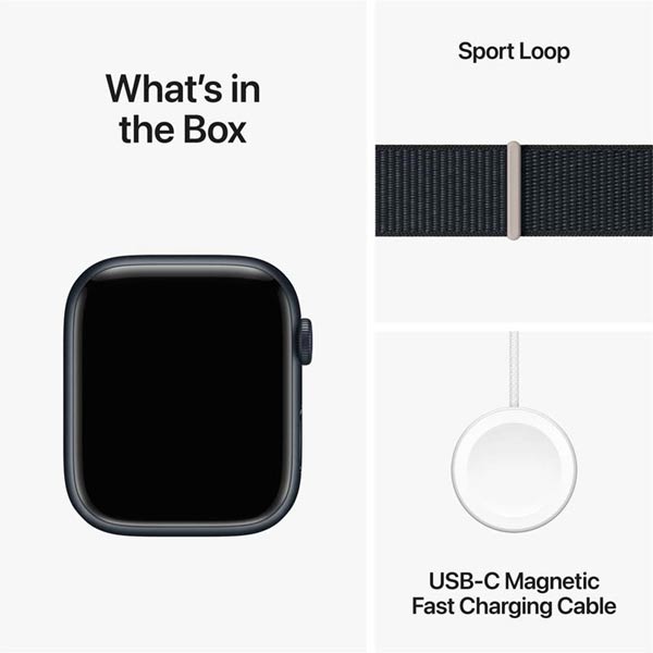 Apple Watch Series 9 GPS 45mm polnočná , hliníkové puzdro so športovým remienkom polnočná