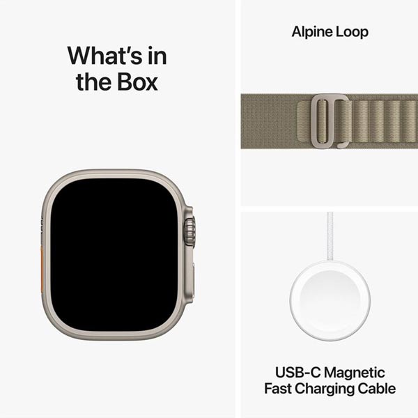 Apple Watch Ultra 2 GPS , 49mm , titánové puzdro  s alpinským remienkom olivová - M