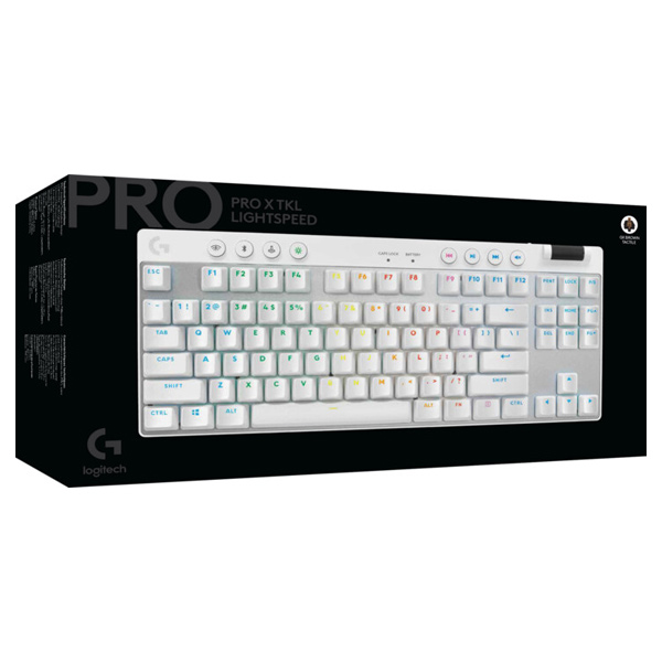 Herná klávesnica Logitech PRO X TKL Lightspeed, US, biela