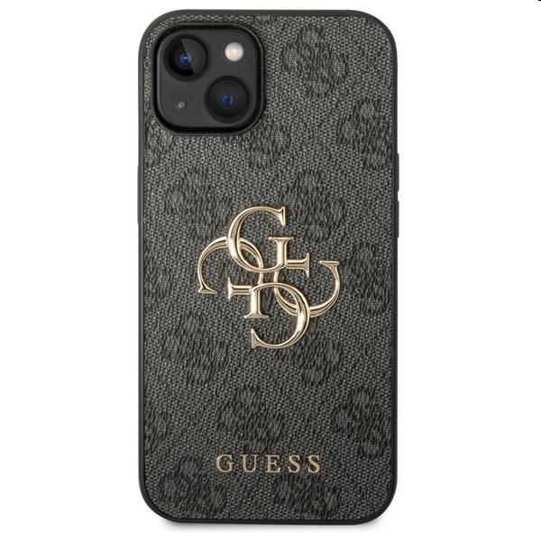 Zadný kryt Guess PU 4G Metal Logo pre iPhone 15, šedá