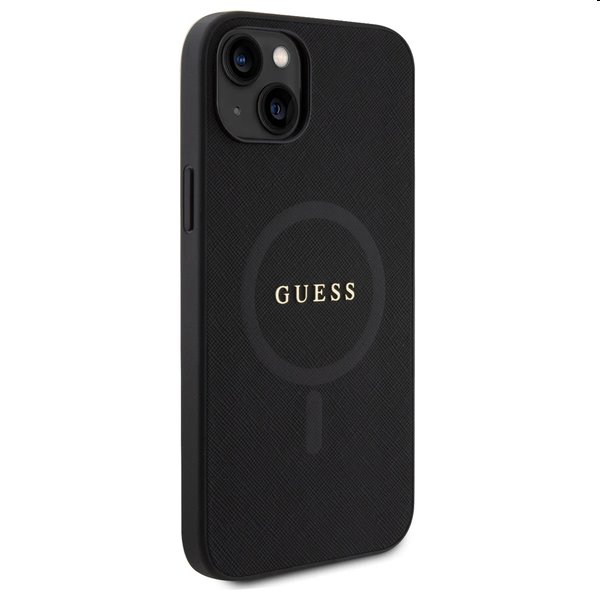 Zadný kryt Guess PU Saffiano MagSafe pre Apple iPhone 15, čierna