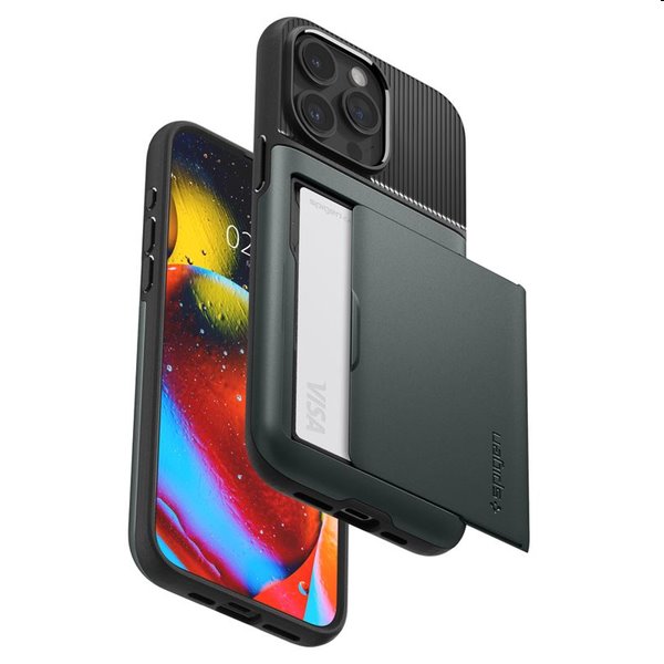 Zadný kryt Spigen Slim Armor CS pre Apple iPhone 15 Pro, tmavozelená