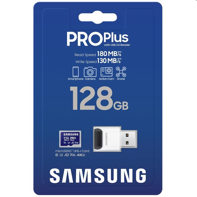 Samsung PRO Plus Micro SDXC 128 GB, USB adaptér