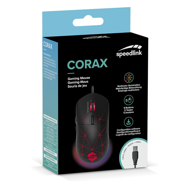 Herná myš Speedlink Corax RGB, čierna