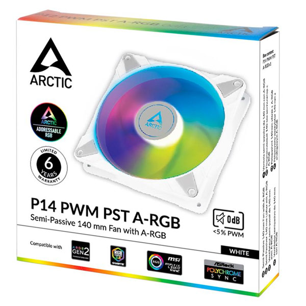 Arctic ventilátor P14 PWM PST A-RGB white