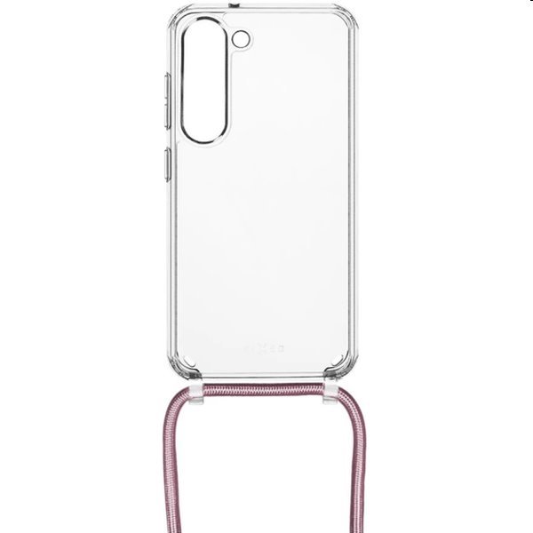 Zadný kryt FIXED Pure Neck so šnúrkou na krk pre Apple iPhone 15 Plus, ružová