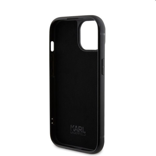 Zadný kryt Karl Lagerfeld Rhinestone Plate Metal Logo pre Apple iPhone 15, strieborná Zadný kryt Karl Lagerfeld Rhinestone Plate Metal Logo pre Apple iPhone 15, strieborná