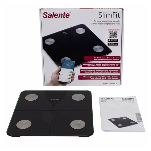 Salente SlimFit, osobná diagnostická fitness váha, bluetooth, čierna Salente SlimFit, osobná diagnostická fitness váha, bluetooth, čierna