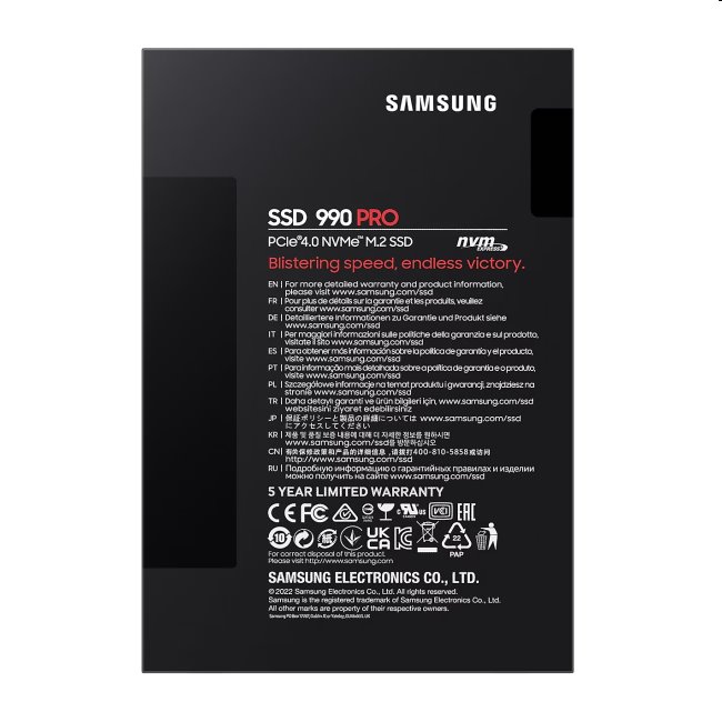 Samsung SSD disk 990 PRO, 4 TB, NVMe M.2 Samsung SSD disk 990 PRO, 4 TB, NVMe M.2