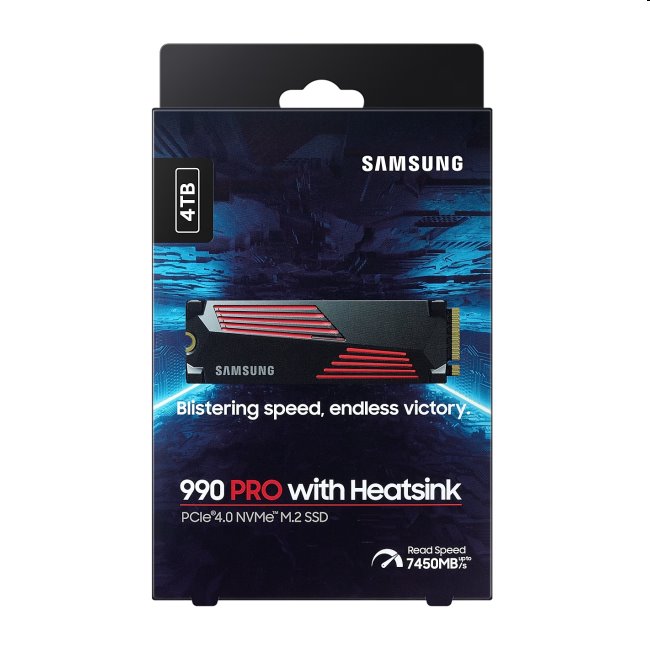 Samsung SSD disk 990 PRO s chladičom, 4 TB, NVMe M.2 Samsung SSD disk 990 PRO s chladičom, 4 TB, NVMe M.2
