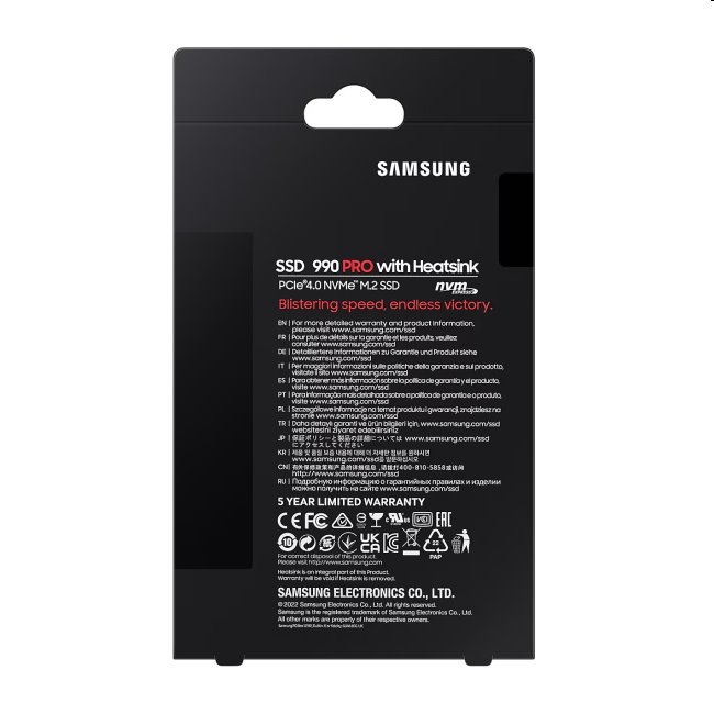 Samsung SSD disk 990 PRO s chladičom, 4 TB, NVMe M.2 Samsung SSD disk 990 PRO s chladičom, 4 TB, NVMe M.2