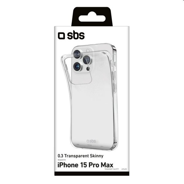 Zadný kryt SBS Skinny pre Apple iPhone 15 Pro Max, transparentná Zadný kryt SBS Skinny pre Apple iPhone 15 Pro Max, transparentná