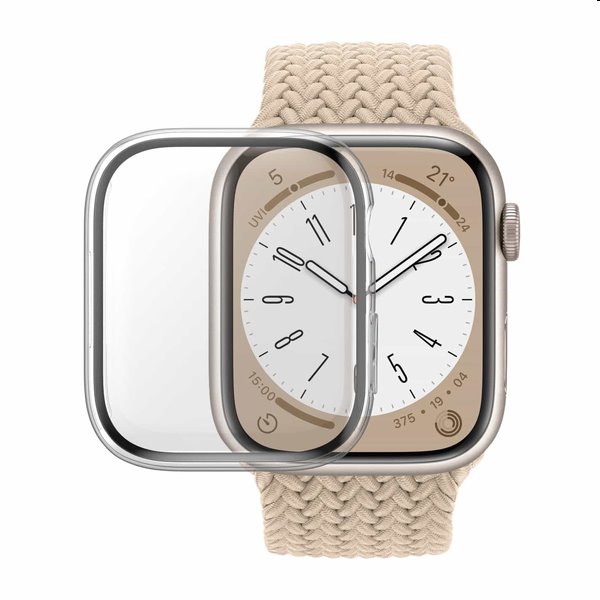 Tvrdené sklo Full Body D3O PanzerGlass pre Apple Watch 9, 8, 7 45 mm, priesvitné