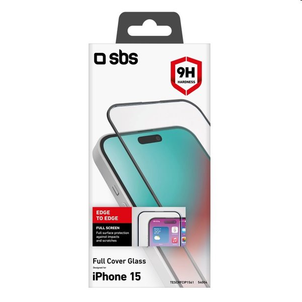 Tvrdené sklo SBS Full Glass pre Apple iPhone 15, čierna