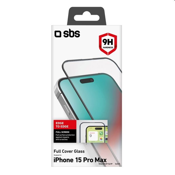 Tvrdené sklo SBS Full Glass pre Apple iPhone 15 Pro Max, čierna