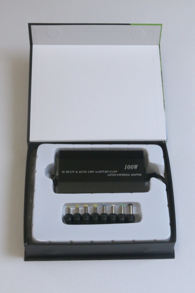EUROCASE Napájací univerzálny adaptér 100 W, vstup AC 110-240 V / CAR DC 12 V, výstup DC 12-24 V, manual