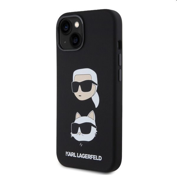 Zadný kryt Karl Lagerfeld Liquid Silicone Karl and Choupette Heads pre Apple iPhone 15, čierna