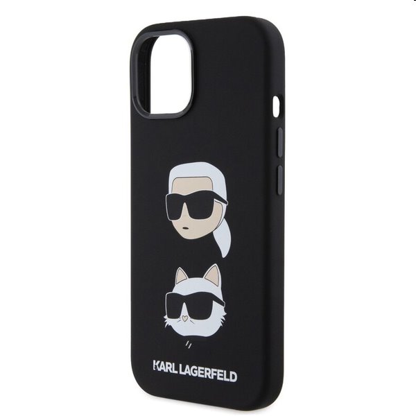 Zadný kryt Karl Lagerfeld Liquid Silicone Karl and Choupette Heads pre Apple iPhone 15, čierna