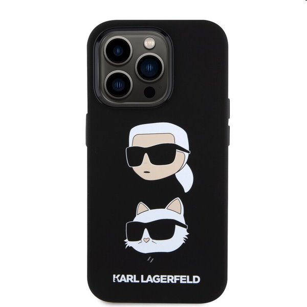 Zadný kryt Karl Lagerfeld Liquid Silicone Karl and Choupette Heads pre Apple iPhone 15 Pro Max, čierna