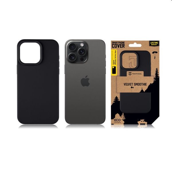 Zadný kryt Tactical Velvet Smoothie pre Apple iPhone 15 Pro Max, čierna