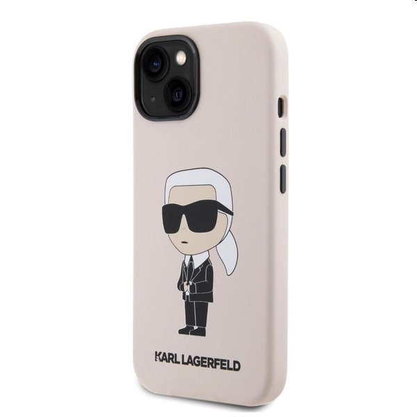 Zadný kryt Karl Lagerfeld Liquid Silicone Ikonik NFT pre Apple iPhone 15, ružová