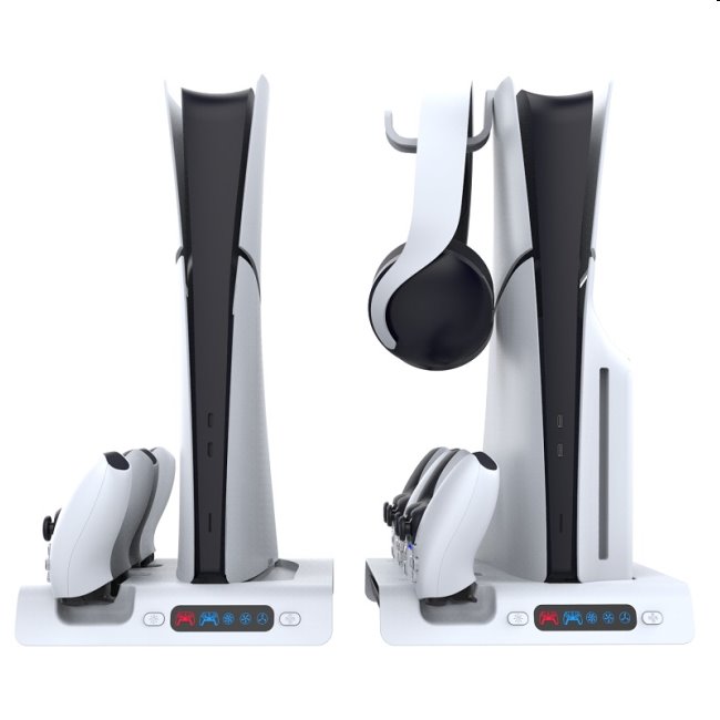 iPega PlayStation 5 Slim, Dualsense, Pulse 3D RGB dock w/ cooling, white