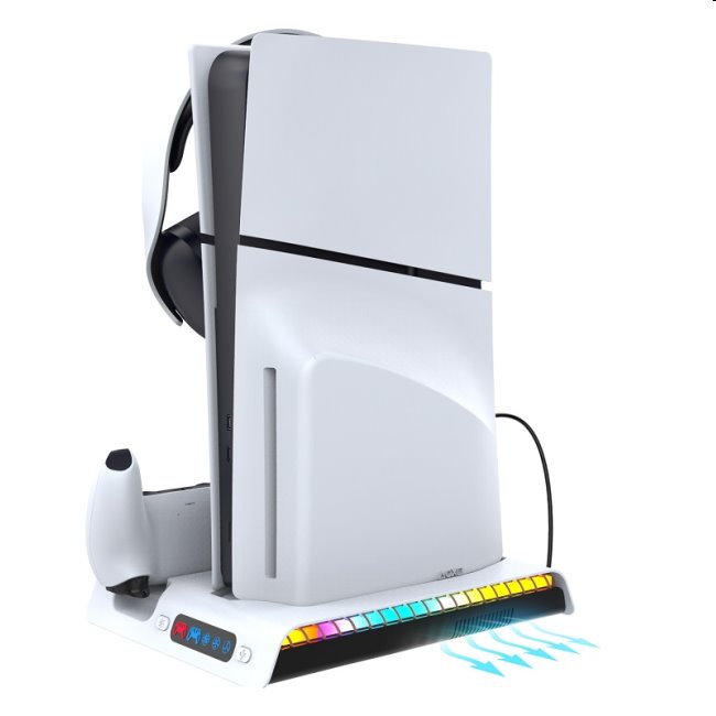 iPega PlayStation 5 Slim, Dualsense, Pulse 3D RGB dock w/ cooling, white