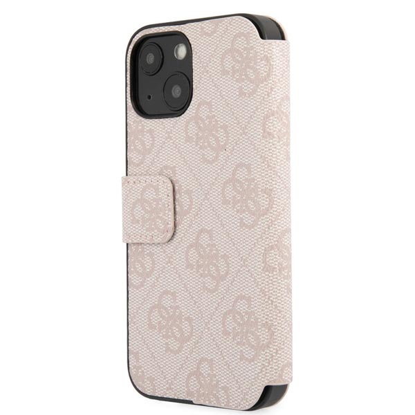Knižkové puzdro Guess PU Leather 4G Metal Logo pre iPhone 15, ružová