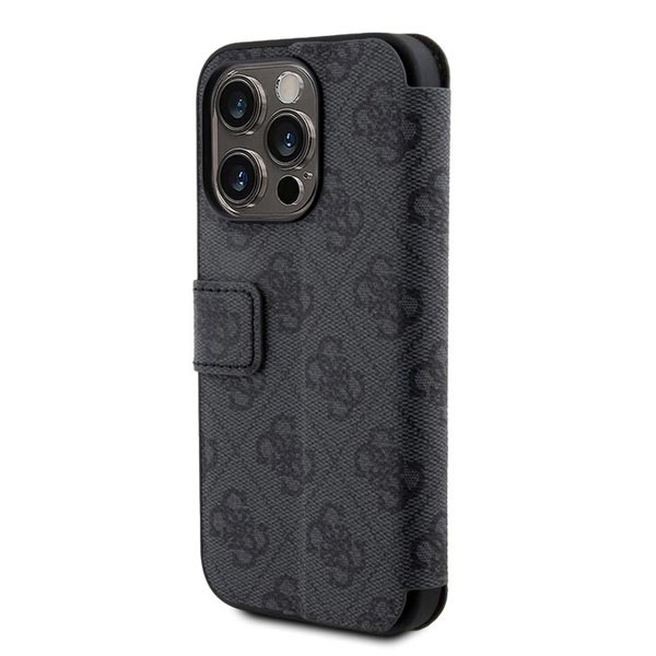 Knižkové puzdro Guess PU Leather 4G Metal Logo pre iPhone 15 Pro Max, šedá