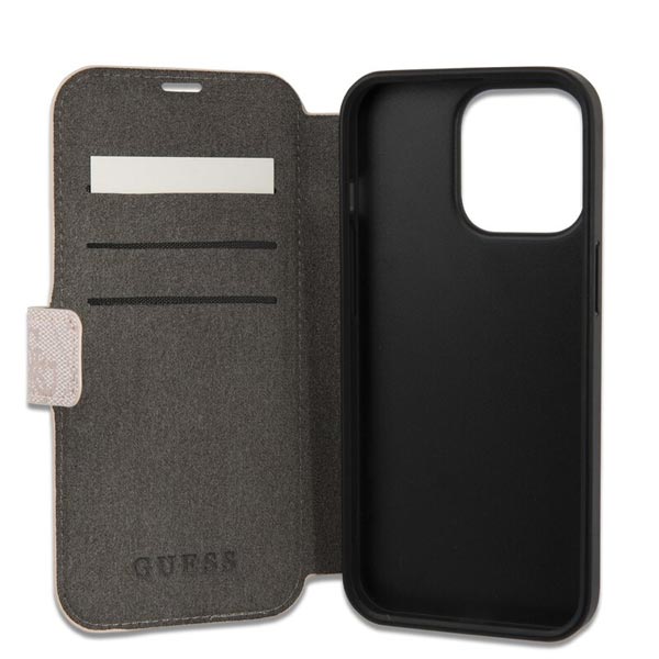 Knižkové puzdro Guess PU Leather 4G Metal Logo pre iPhone 15 Pro Max, ružová