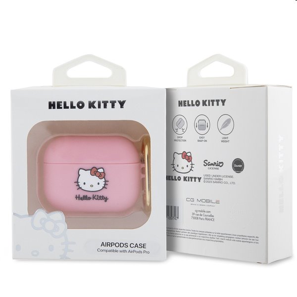 Hello Kitty Silikónový 3D Kitty Head Logo obal pre Apple AirPods Pro, ružový
