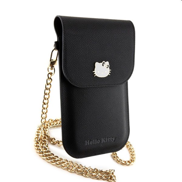 Taška na telefón Hello Kitty PU Metal Logo Leather, čierna