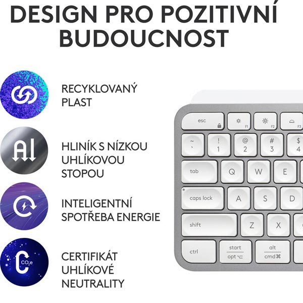 Bezdrôtová podsvietená klávesnica Logitech MX Keys S, US, bledošedá