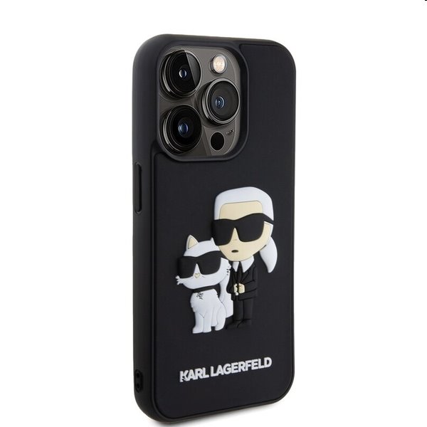 Zadný Karl Lagerfeld 3D Rubber Karl and Choupette pre Apple iPhone 13 Pro, čierna