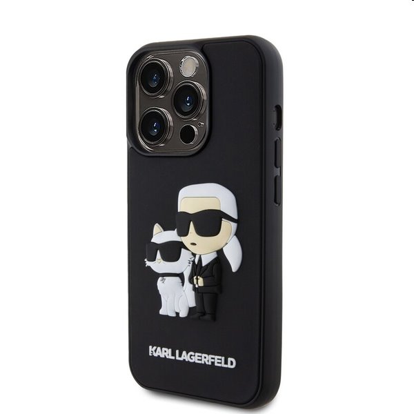 Zadný Karl Lagerfeld 3D Rubber Karl and Choupette pre Apple iPhone 13 Pro, čierna