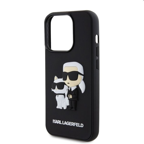 Zadný Karl Lagerfeld 3D Rubber Karl and Choupette pre Apple iPhone 13 Pro, čierna