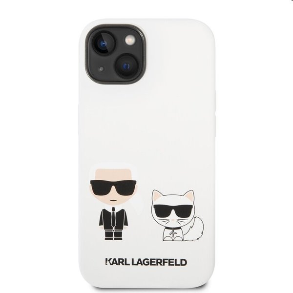 Zadný Karl Lagerfeld and Choupette Liquid Silicone pre Apple iPhone 14, biela