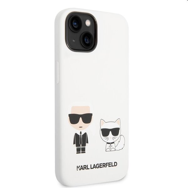 Zadný Karl Lagerfeld and Choupette Liquid Silicone pre Apple iPhone 14, biela