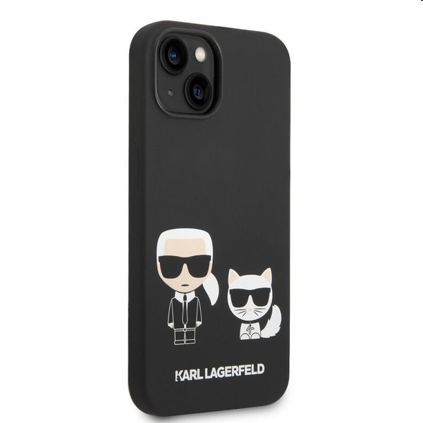 Zadný Karl Lagerfeld and Choupette Liquid Silicone pre Apple iPhone 14, čierna