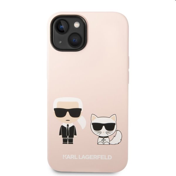 Zadný kryt Karl Lagerfeld MagSafe Liquid Silicone Karl and Choupette pre Apple iPhone 14, ružová