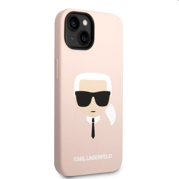 Zadný kryt Karl Lagerfeld MagSafe Liquid Silicone Karl Head pre Apple iPhone 14, ružová