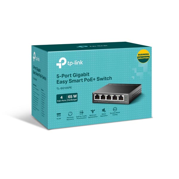 TP-Link TL-SG105PE, 5 portov gigabitový inteligentný sieťový switch so 4 portmi PoE, 4x gigabitové PoE porty, 1x gigabitové Non-Po
