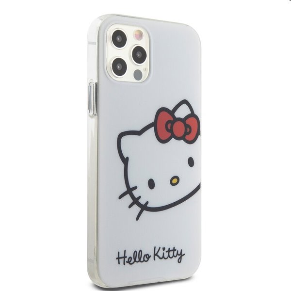 Zadný kryt Hello Kitty IML Head Logo pre Apple iPhone 12/12 Pro, biela