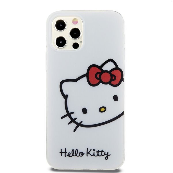 Zadný kryt Hello Kitty IML Head Logo pre Apple iPhone 12/12 Pro, biela